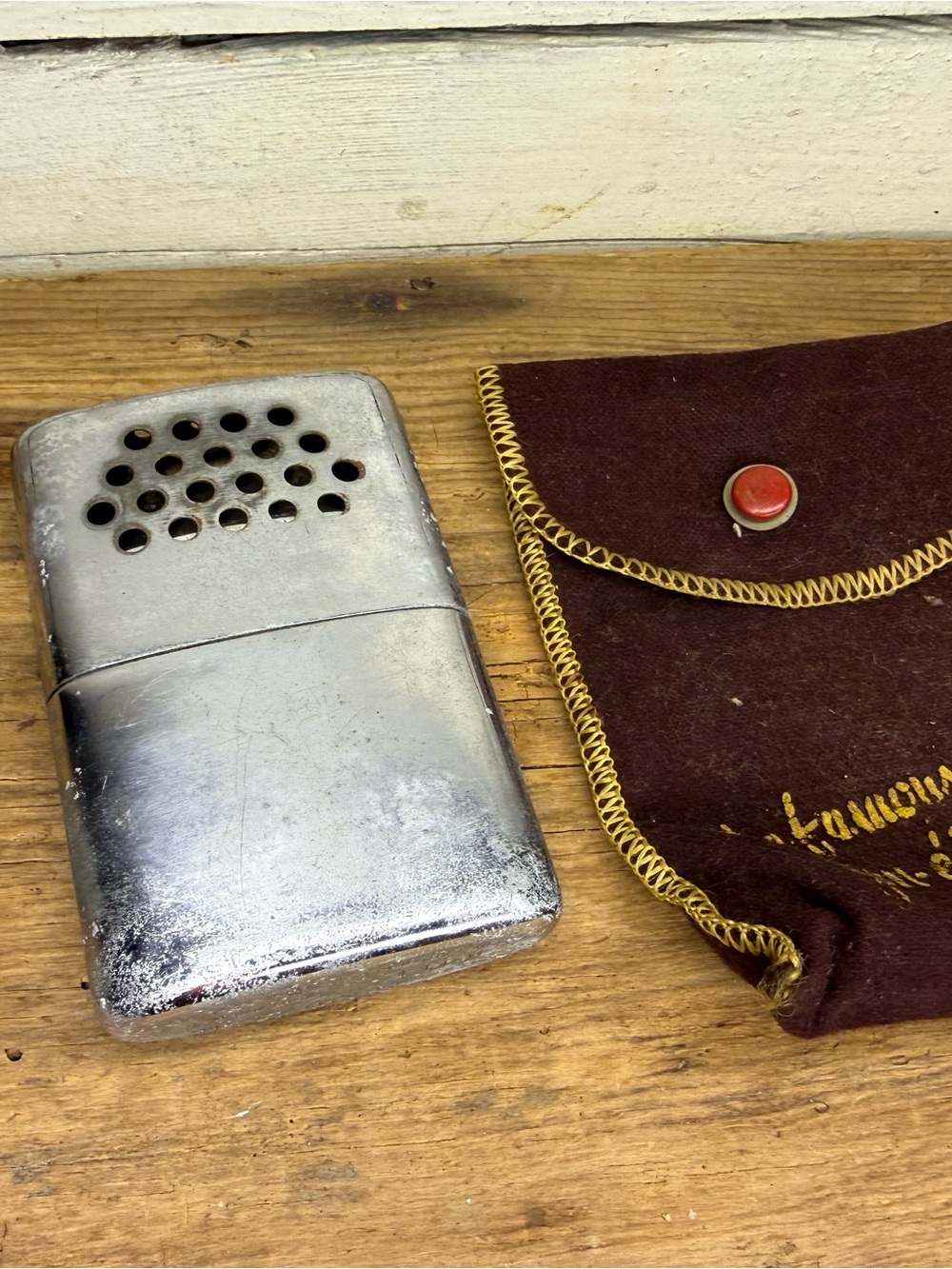 Vintage 1970's Jon-E Hand Warmer Chrome Pocket Heater with Pouch Untested